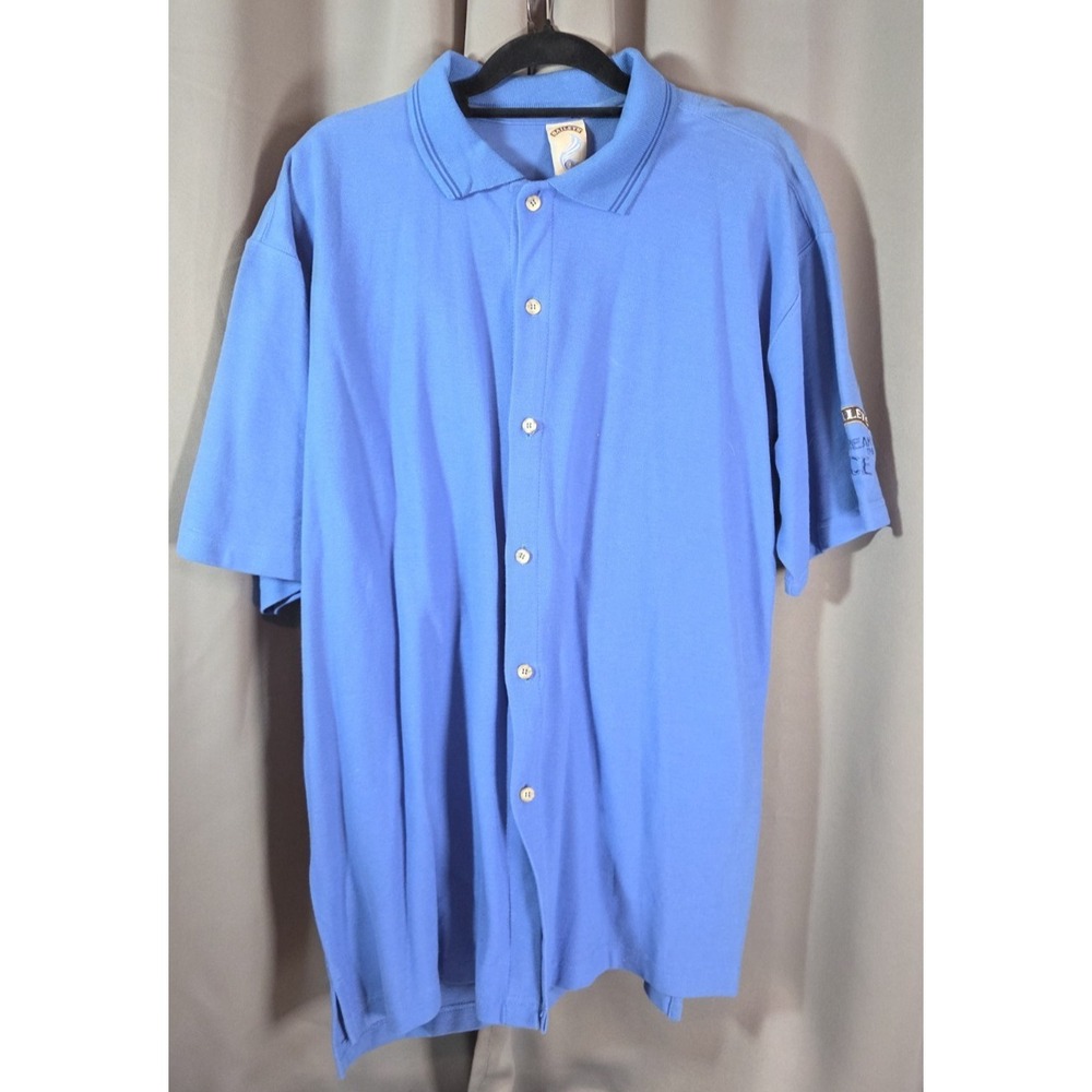 Bailey's Original Irish Cream Promo Men's Blue Full Button Cotton Polo Shirt XL